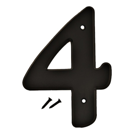 Hy-Ko 6In Black Plastic Number 4, 5PK A30204